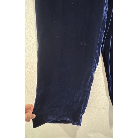 Vintage Merona Y2K Blue Velvet Silk Blend Mid Rise Pants Dark Romantic Glam - Picture 6 of 7